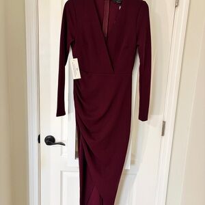AX Paris Deep Burgundy Long Sleeve Dress